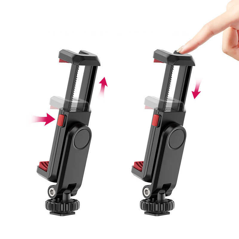 ST-06S Universal Camera Dual Cold Shoe Adapter Phone Mount Clamp 360-Degree Rotation Holder Smartphone Clip