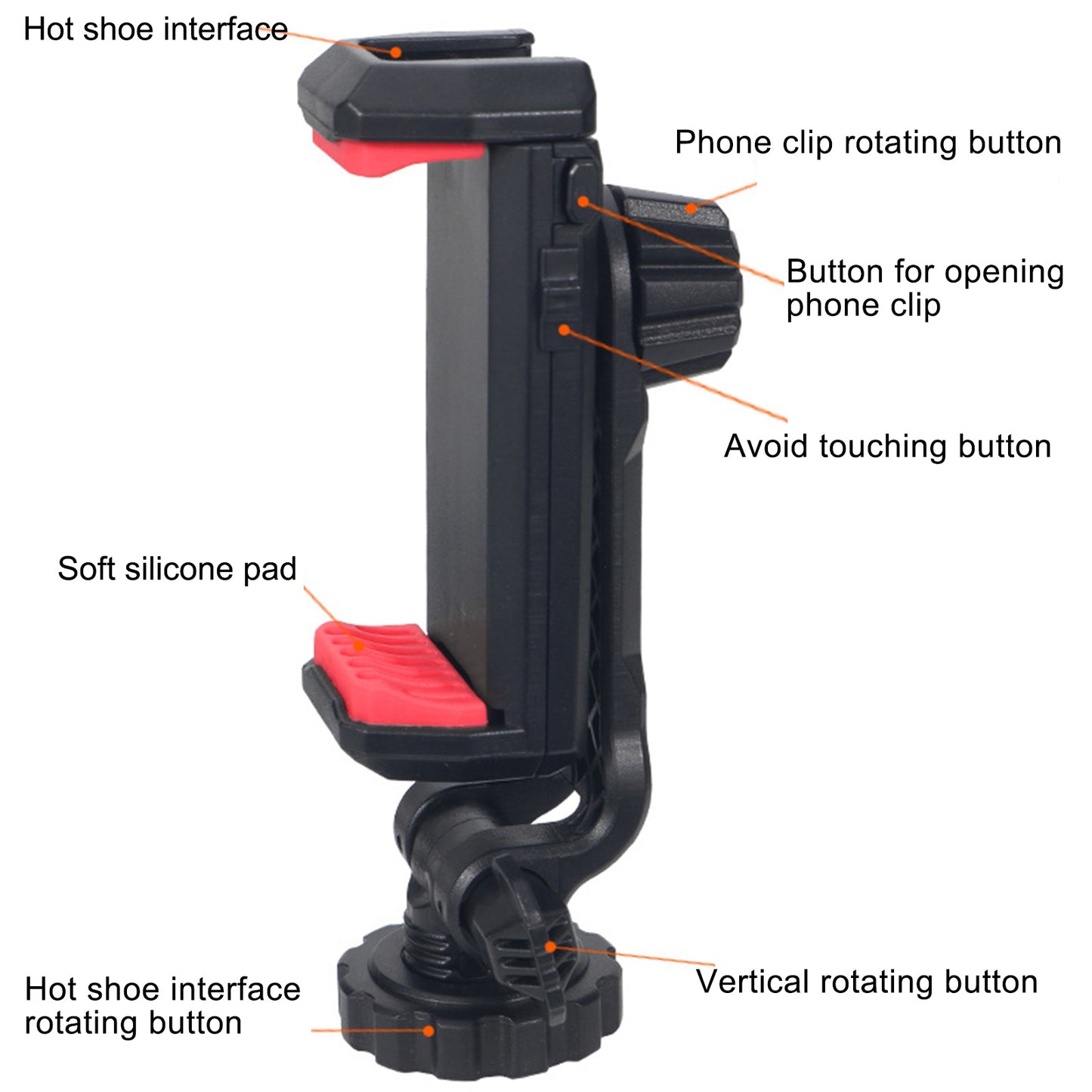 SJ08L Hot Shoe Mobile Phone Holder with 1 / 4 Interface for Fill Light Microphone