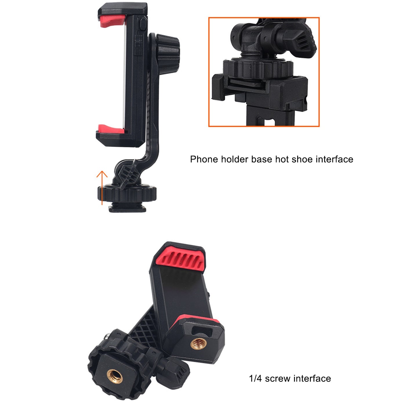 SJ08L Hot Shoe Mobile Phone Holder with 1 / 4 Interface for Fill Light Microphone