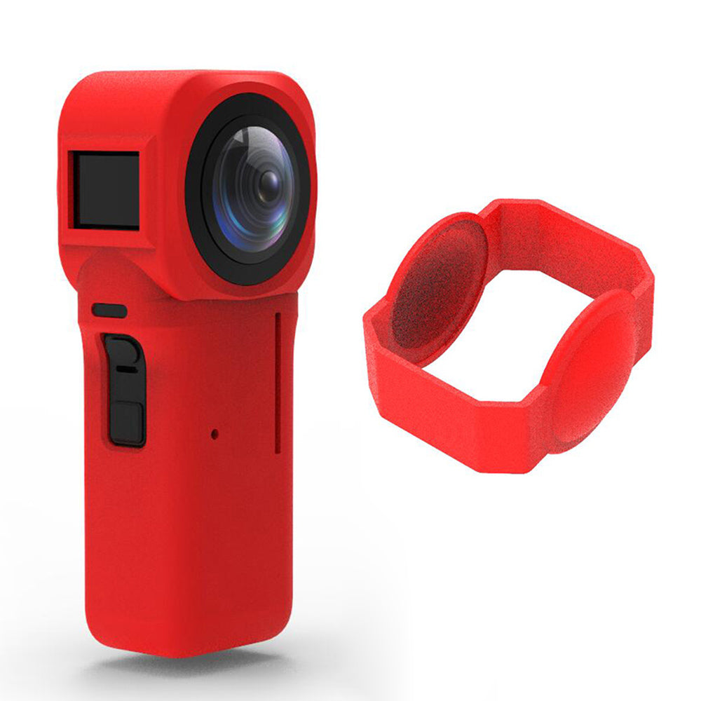 EWB9389 For Insta360 ONE RS 1-inch Panoramic Camera Silicone Cover Anti-scratch Protective Sleeve with Lens Cover - Red