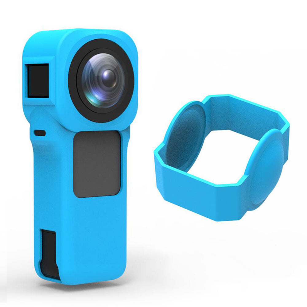 EWB9389 For Insta360 ONE RS 1-inch Panoramic Camera Silicone Cover Anti-scratch Protective Sleeve with Lens Cover - Blue