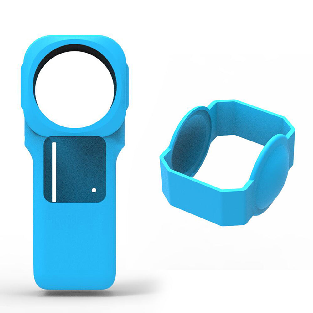 EWB9389 For Insta360 ONE RS 1-inch Panoramic Camera Silicone Cover Anti-scratch Protective Sleeve with Lens Cover - Blue
