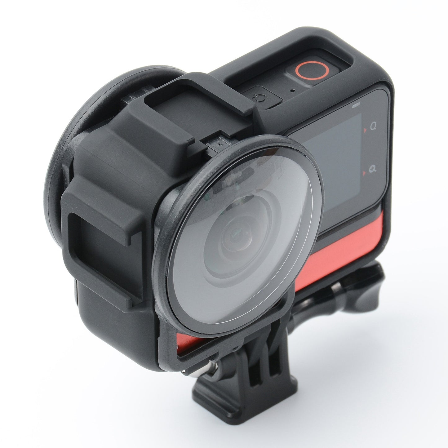 Uniqkart for Insta360 ONE RS Panorama Camera Lens Cover Tempered Glass Protector + Camera Frame Anti-collision Case