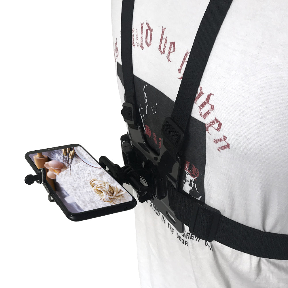 BRDRC DJI-8982 Mobile Phone Mount Chest Strap Vlog Video Recording Phone Holder Chest Harness Belt