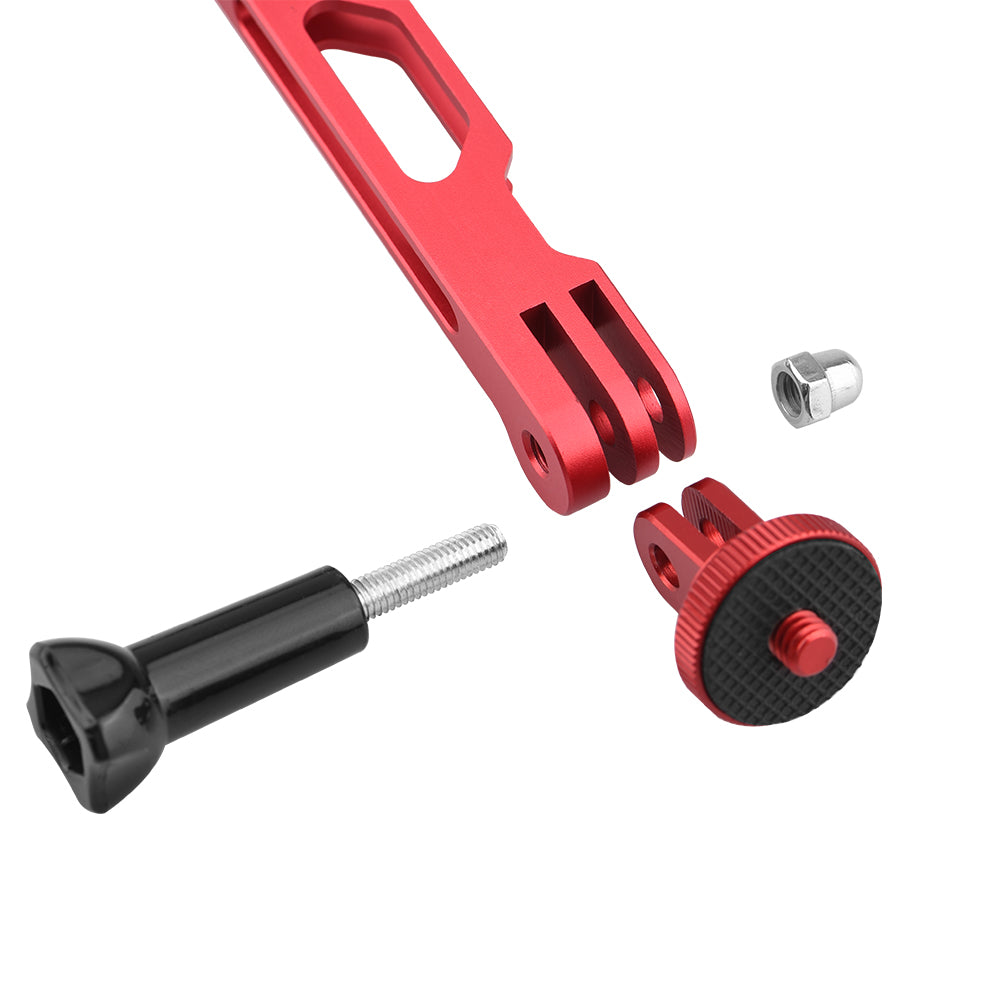 BRDRC DJI-7922 Aluminum Alloy Helmet Extension Arm Bracket Adapter Converter Long Screw Set for Insta360 ONE X2 / X Panoramic Camera - Red