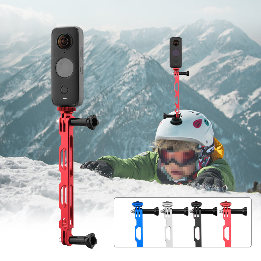 BRDRC DJI-7922 Aluminum Alloy Helmet Extension Arm Bracket Adapter Converter Long Screw Set for Insta360 ONE X2 / X Panoramic Camera - Black