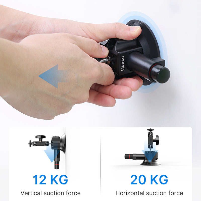 ULANZI SC-01 3-inch Suction Cup Mount for 360° Rotatable Ballheads with Phone Clip for GoPro Hero / iPhone