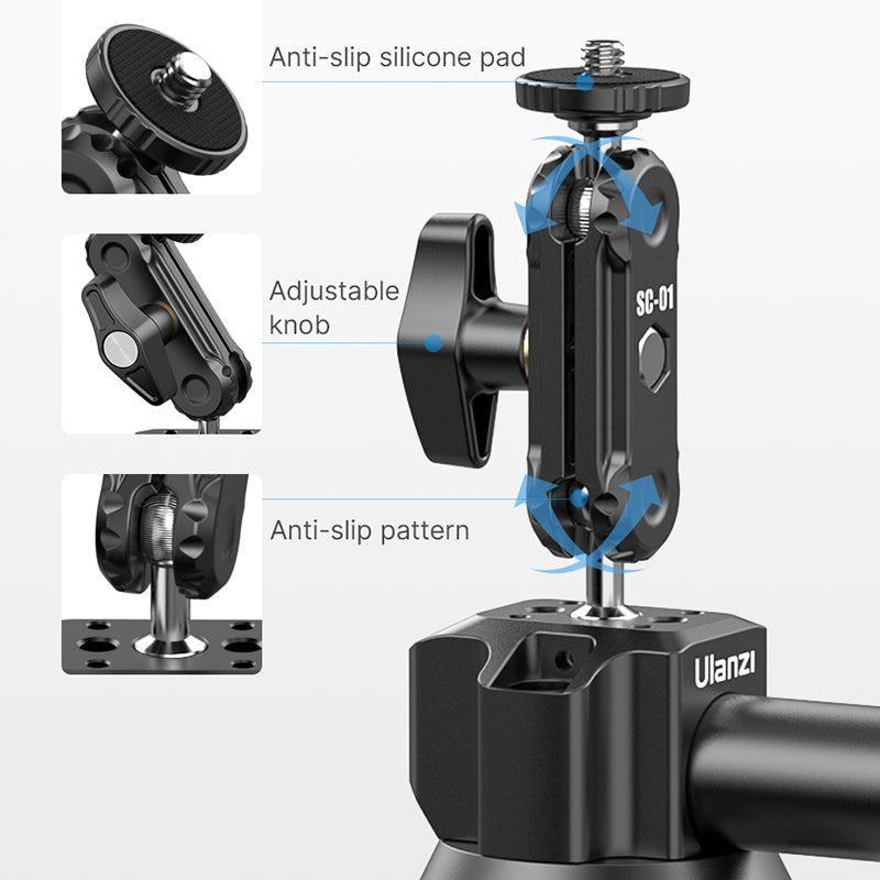 ULANZI SC-01 3-inch Suction Cup Mount for 360° Rotatable Ballheads with Phone Clip for GoPro Hero / iPhone