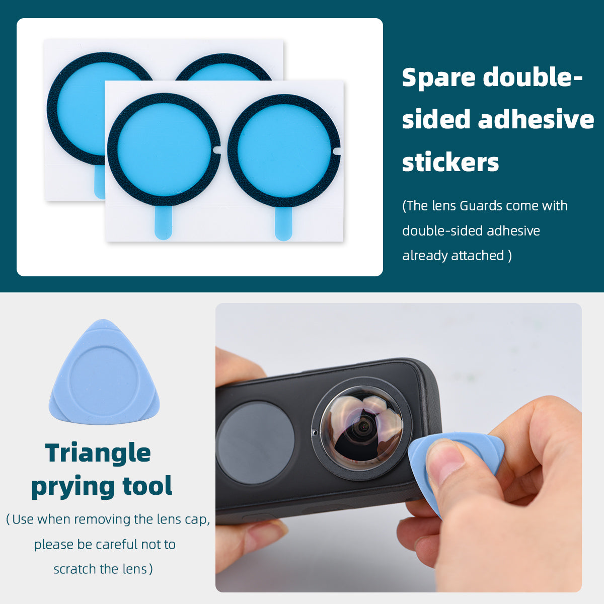 BRDRC 2Pcs PC Adhesive Lens Protector for Insta360 One X2 , Anti-scratch Sticky Camera Lens Guard