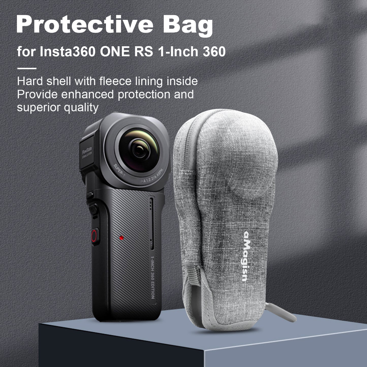 Uniqkart For Insta360 ONE RS 1-inch Panoramic Camera EVA+Cloth Drop-proof Case Portable Camera Protective Bag
