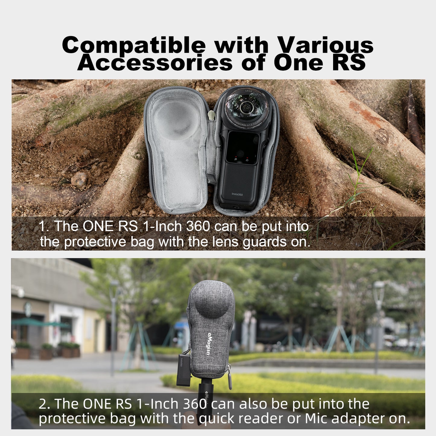 Uniqkart For Insta360 ONE RS 1-inch Panoramic Camera EVA+Cloth Drop-proof Case Portable Camera Protective Bag