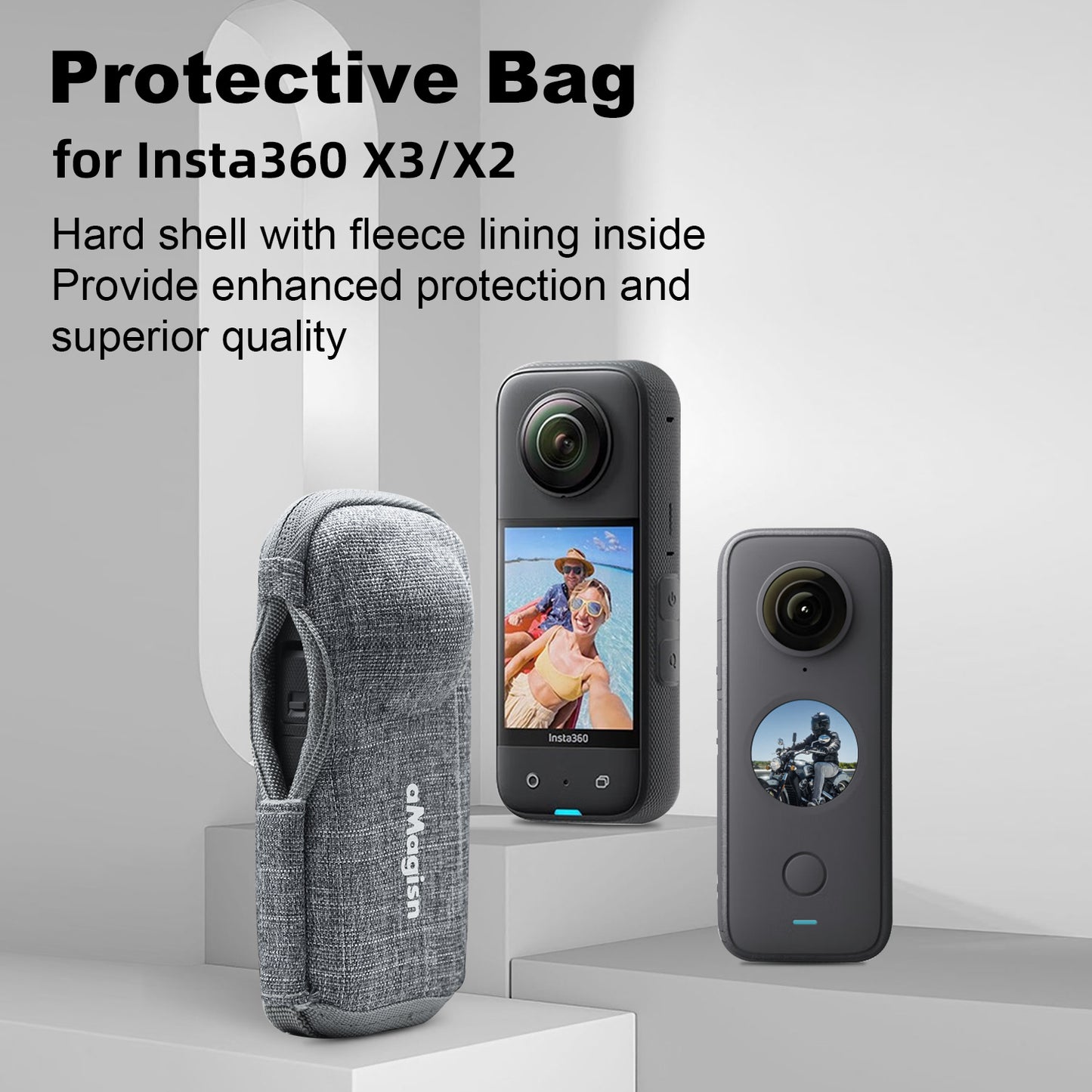 Uniqkart For Insta360 X3 / X2 Shockproof Camera Bag Portable EVA+Cloth Camera Protective Bag