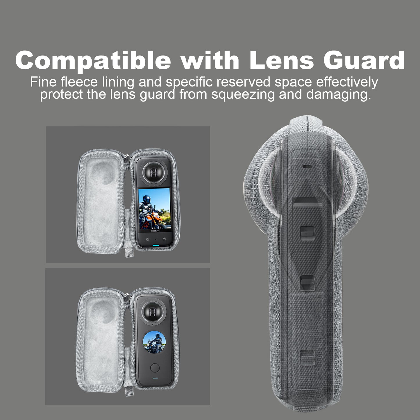 Uniqkart For Insta360 X3 / X2 Shockproof Camera Bag Portable EVA+Cloth Camera Protective Bag