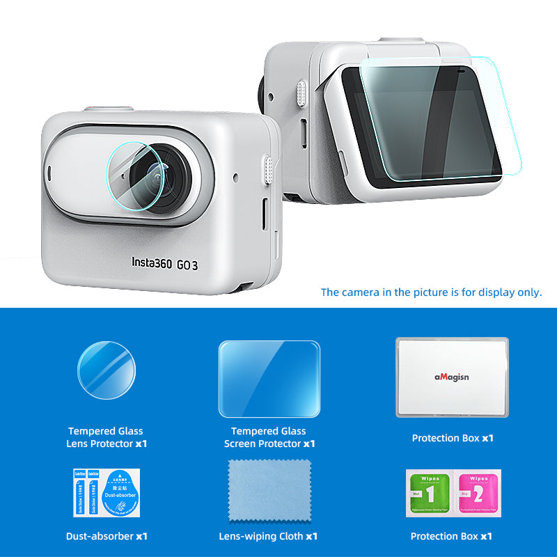Uniqkart 1Pc For Insta360 GO 3 Action Camera Tempered Glass HD Lens Film + Screen Protector Set
