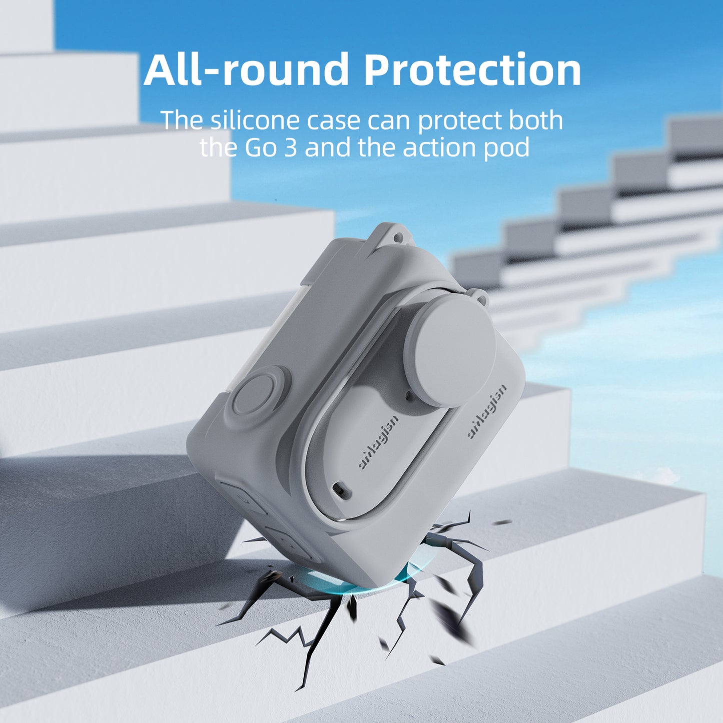 Uniqkart For Insta360 GO 3 Silicone Anti-drop Case Camera Protective Cover - Blue