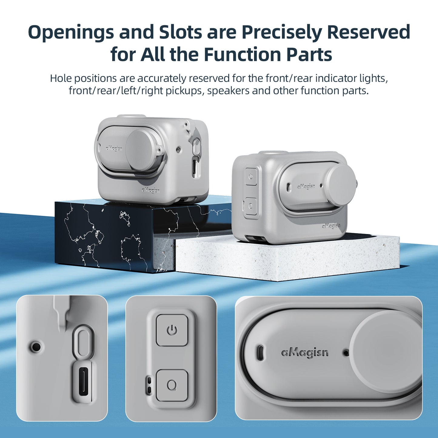 Uniqkart For Insta360 GO 3 Silicone Anti-drop Case Camera Protective Cover - Blue