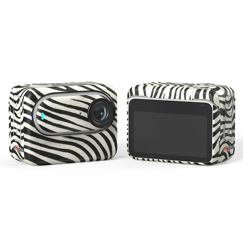 Uniqkart For Insta360 GO 3 Adhesive Pattern Design Sticker Decoration Camera Body Protector Sticky Paper Decor - Zebra