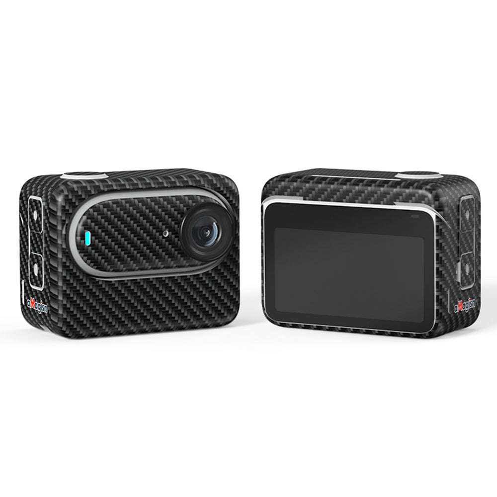 Uniqkart For Insta360 GO 3 Adhesive Pattern Design Sticker Decoration Camera Body Protector Sticky Paper Decor - Carbon Fiber