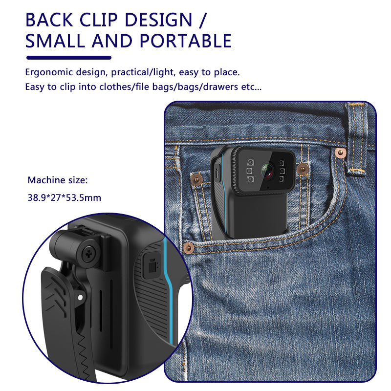 CS02 Portable 1080P Waterproof Full HD WiFi Camera DV Action Camera Law Enforcement Night Vision Video Recorder - Black/Orange