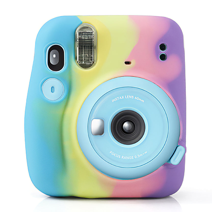 for Fujifilm Instax Mini 11 Instant Camera Colorful Silicone Protective Case Cover - Dark Blue/Yellow/Pink/Purple