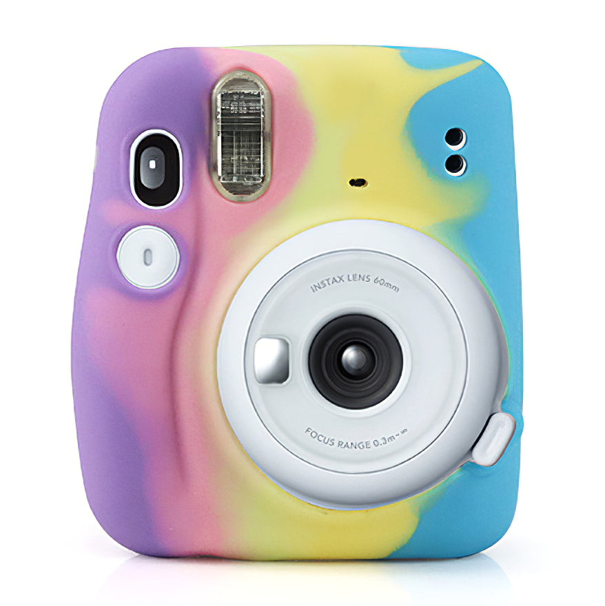 for Fujifilm Instax Mini 11 Instant Camera Colorful Silicone Protective Case Cover - Purple/Pink/Yellow/Dark Blue