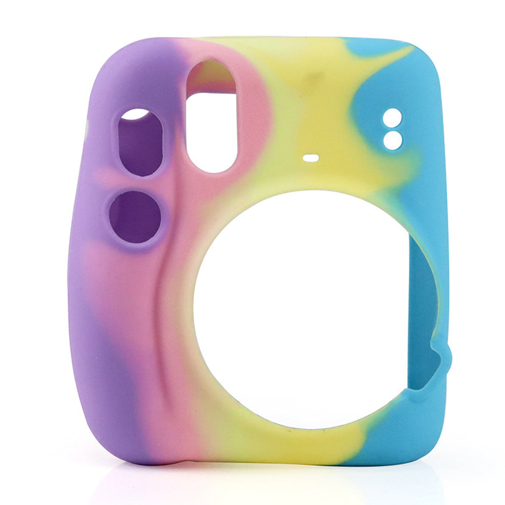 for Fujifilm Instax Mini 11 Instant Camera Colorful Silicone Protective Case Cover - Purple/Pink/Yellow/Dark Blue