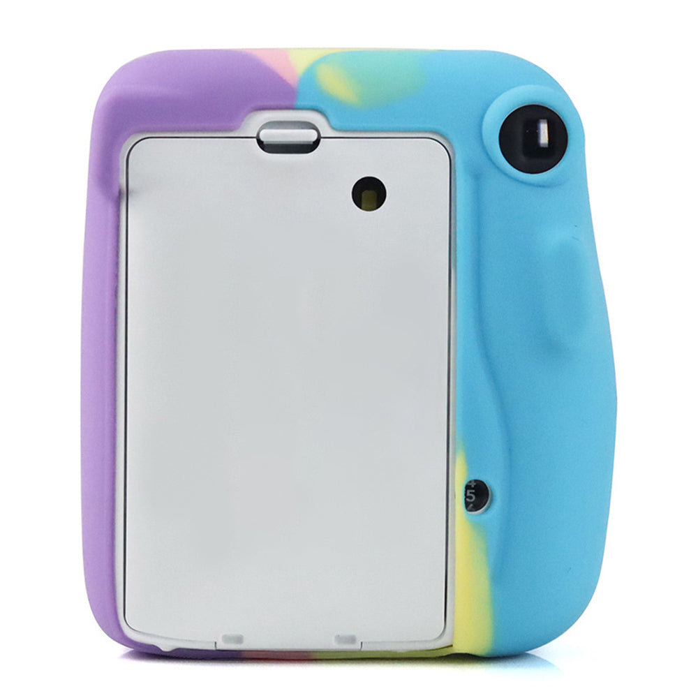for Fujifilm Instax Mini 11 Instant Camera Colorful Silicone Protective Case Cover - Purple/Pink/Yellow/Dark Blue