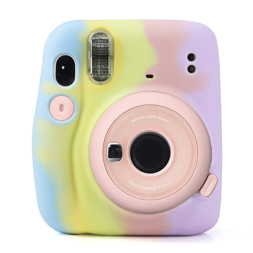 for Fujifilm Instax Mini 11 Instant Camera Colorful Silicone Protective Case Cover - Blue/Yellow/Pink/Purple
