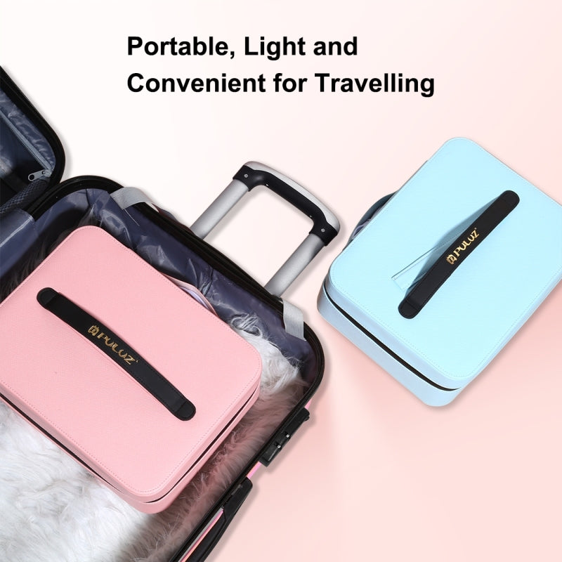 Puluz PU516 Touch Adjustable Ring Light Multifunctional Live Broadcast Makeup Mirror Cosmetic Storage Box Bag with Phone Clamp - Pink
