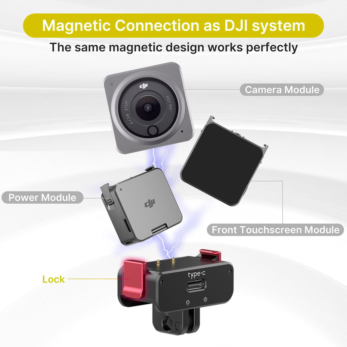 ULANZI OA-13 For DJI Action 2 Magnetic Power Supply Base with 1/4" Screw Charging Dock for Action Camera