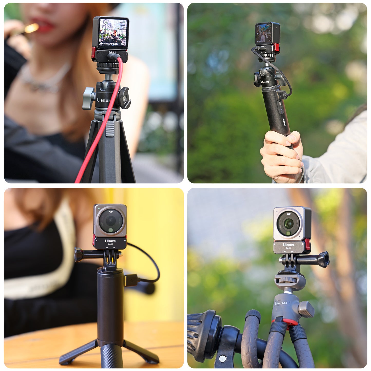 ULANZI OA-13 For DJI Action 2 Magnetic Power Supply Base with 1/4" Screw Charging Dock for Action Camera