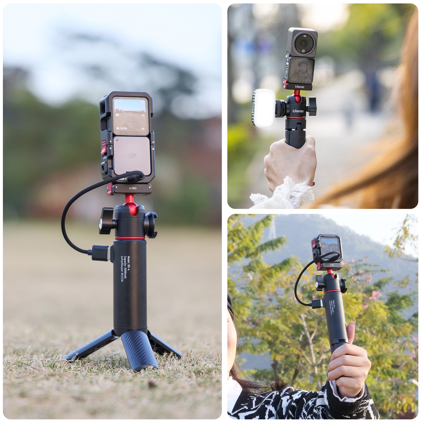 ULANZI U-180 Magnetic Quick Release Ball Head for DJI Action 2 Camera Mount Adapter with 1/4" Screw Port