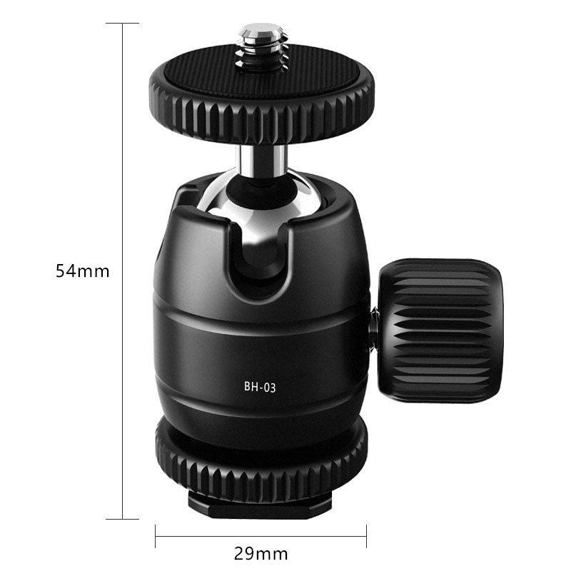 UURIG BH-03 Mini Ball Head Mount Adapter with 1/4" Hot Shoe 360-degree Rotating Gimbal for Camera Cage LED Video Light Monitor