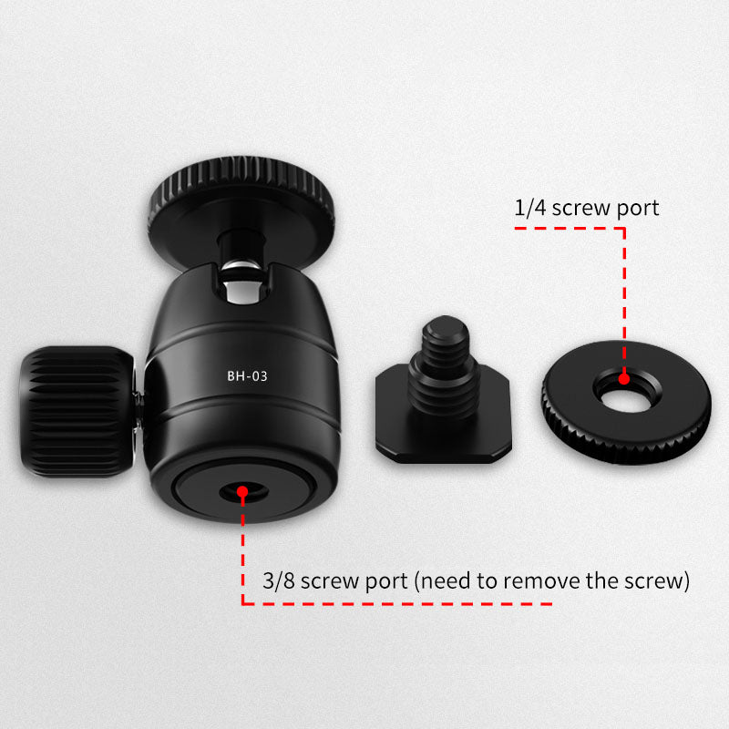 UURIG BH-03 Mini Ball Head Mount Adapter with 1/4" Hot Shoe 360-degree Rotating Gimbal for Camera Cage LED Video Light Monitor