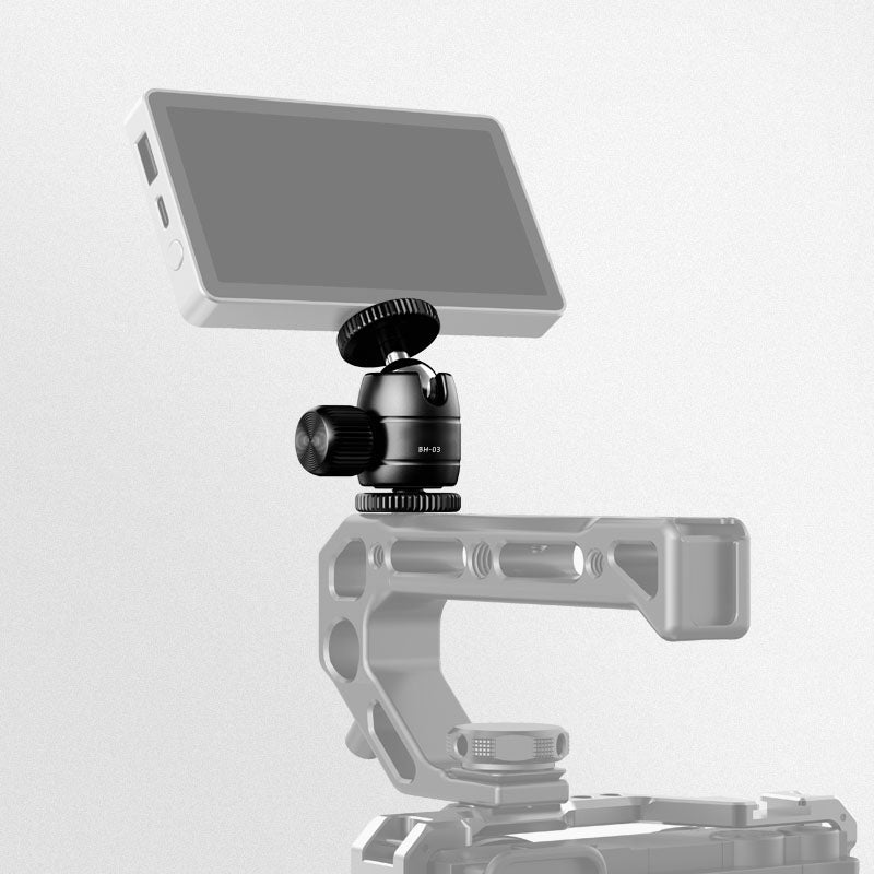 UURIG BH-03 Mini Ball Head Mount Adapter with 1/4" Hot Shoe 360-degree Rotating Gimbal for Camera Cage LED Video Light Monitor