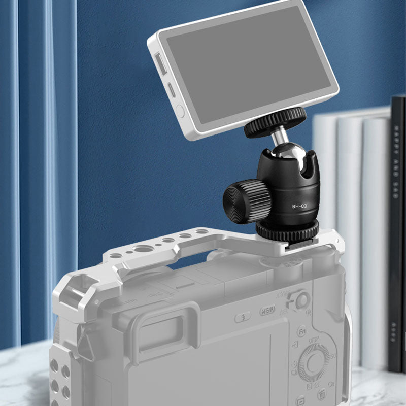 UURIG BH-03 Mini Ball Head Mount Adapter with 1/4" Hot Shoe 360-degree Rotating Gimbal for Camera Cage LED Video Light Monitor