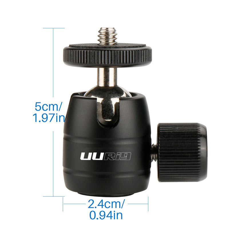 UURIG BH-02 Mini Ball Head Mount Adapter with 1/4" Screw for Camera Cage Monitor 360-degree Rotating Gimbal Camera Accessories