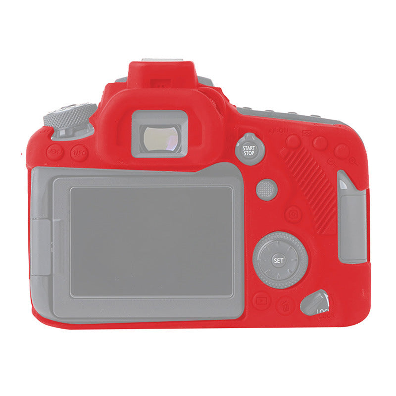 F38600-03 for Canon EOS 90D Soft Silicone Camera Case Protector Anti-drop SLR Camera Body Sleeve Cover - Red