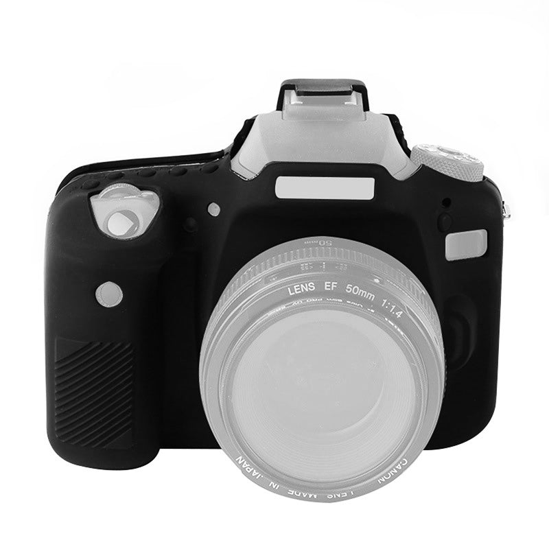 F38600-03 for Canon EOS 90D Soft Silicone Camera Case Protector Anti-drop SLR Camera Body Sleeve Cover - Black