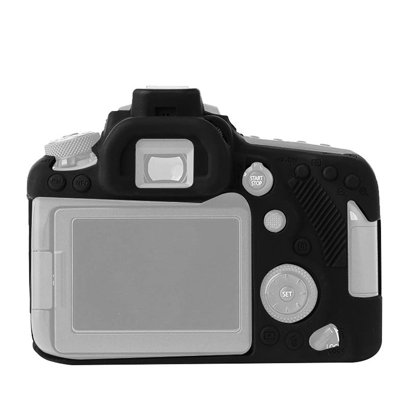F38600-03 for Canon EOS 90D Soft Silicone Camera Case Protector Anti-drop SLR Camera Body Sleeve Cover - Black