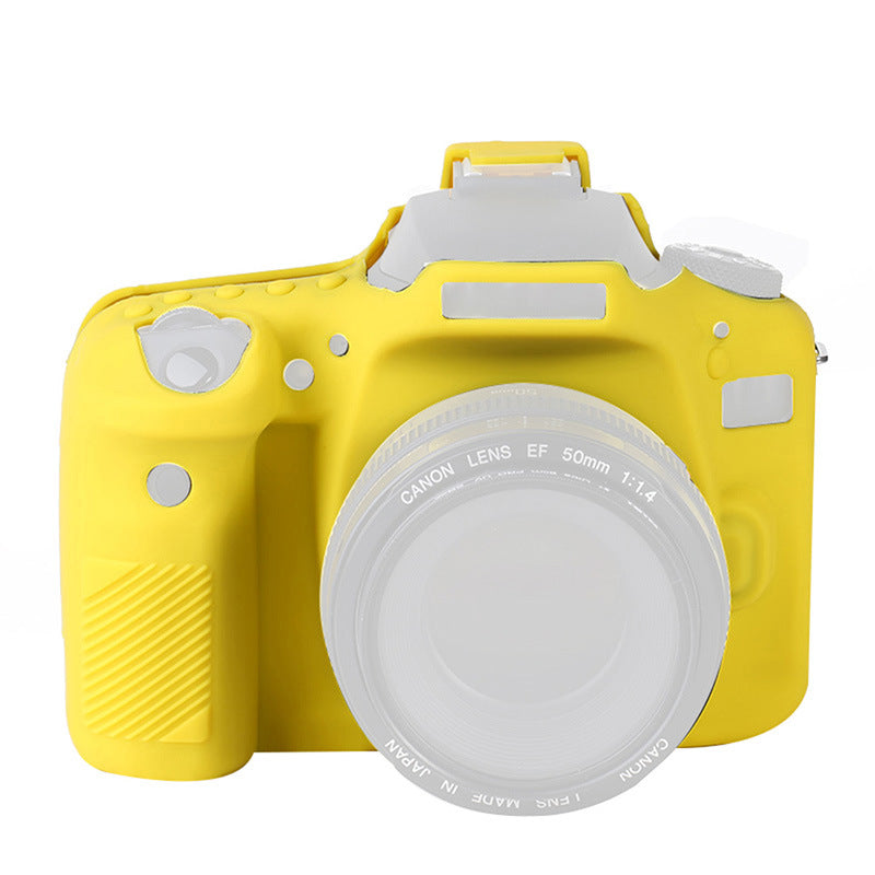 F38600-03 for Canon EOS 90D Soft Silicone Camera Case Protector Anti-drop SLR Camera Body Sleeve Cover - Yellow