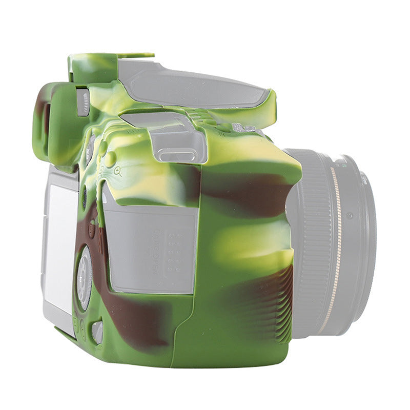 F38600-03 for Canon EOS 90D Soft Silicone Camera Case Protector Anti-drop SLR Camera Body Sleeve Cover - Camouflage