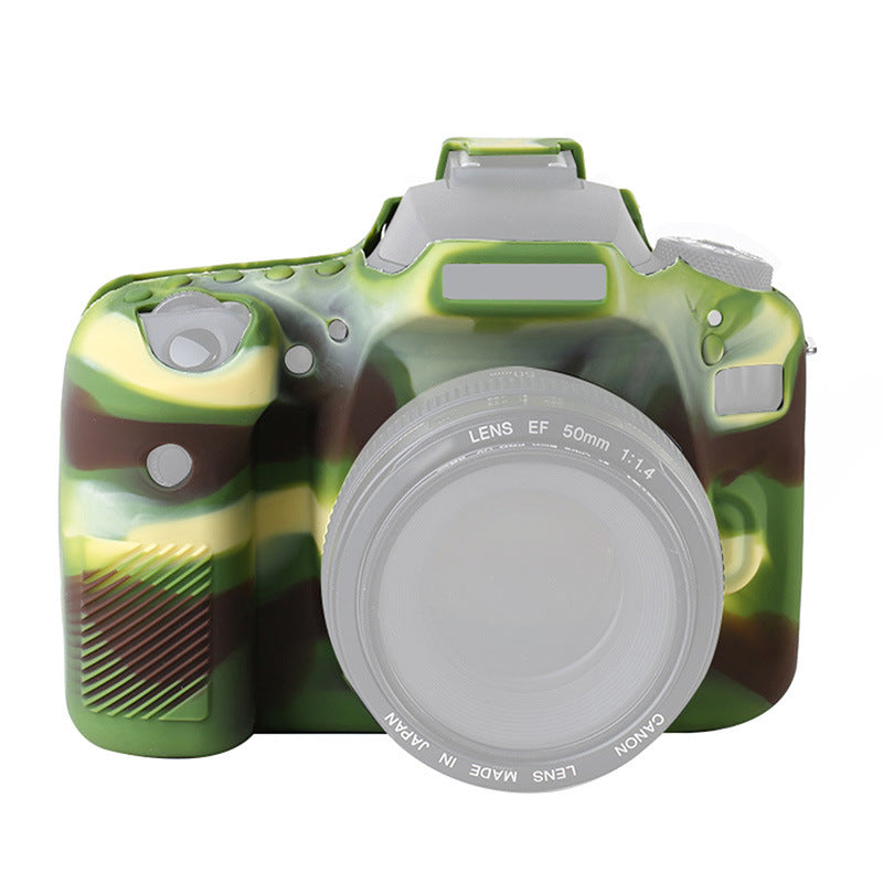 F38600-03 for Canon EOS 90D Soft Silicone Camera Case Protector Anti-drop SLR Camera Body Sleeve Cover - Camouflage