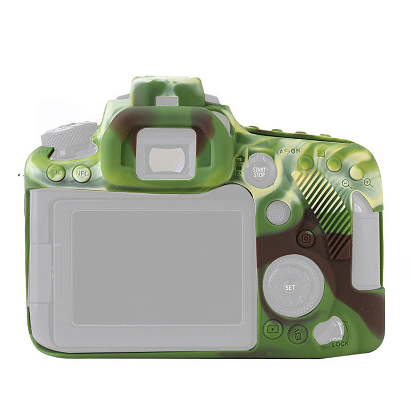 F38600-03 for Canon EOS 90D Soft Silicone Camera Case Protector Anti-drop SLR Camera Body Sleeve Cover - Camouflage