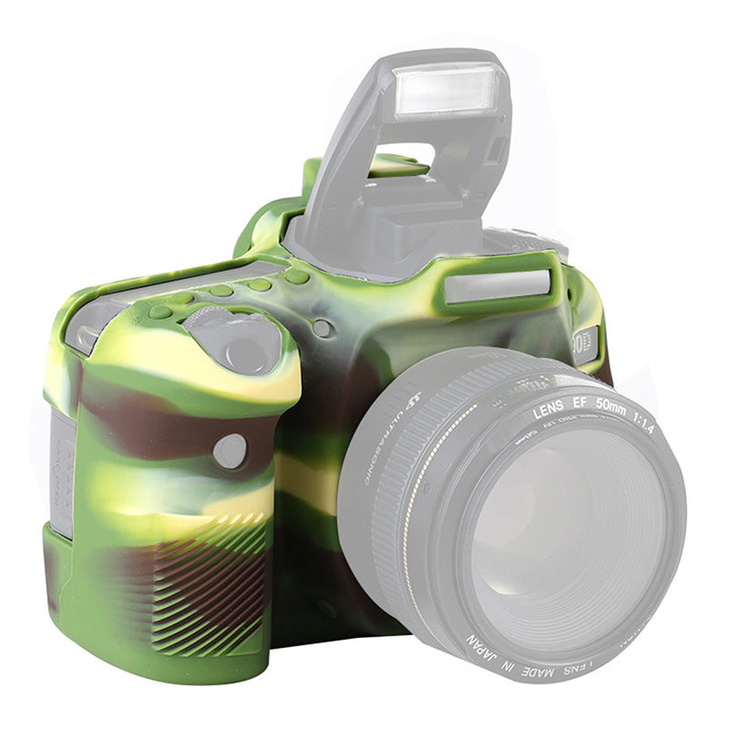 F38600-03 for Canon EOS 90D Soft Silicone Camera Case Protector Anti-drop SLR Camera Body Sleeve Cover - Camouflage