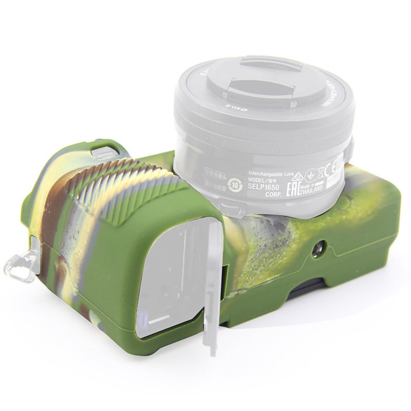 F34164 Soft Silicone Camera Case for Sony A6300 Portable Protective Cover - Camouflage