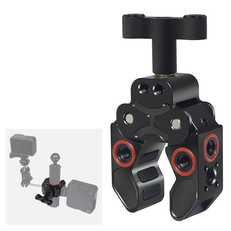 Anti-slip Camera Clamp Mount Gimbal Magic Arm Crab Claw with 1/4inch and 3/8inch Adapter for DSLR/LED Lights - Black
