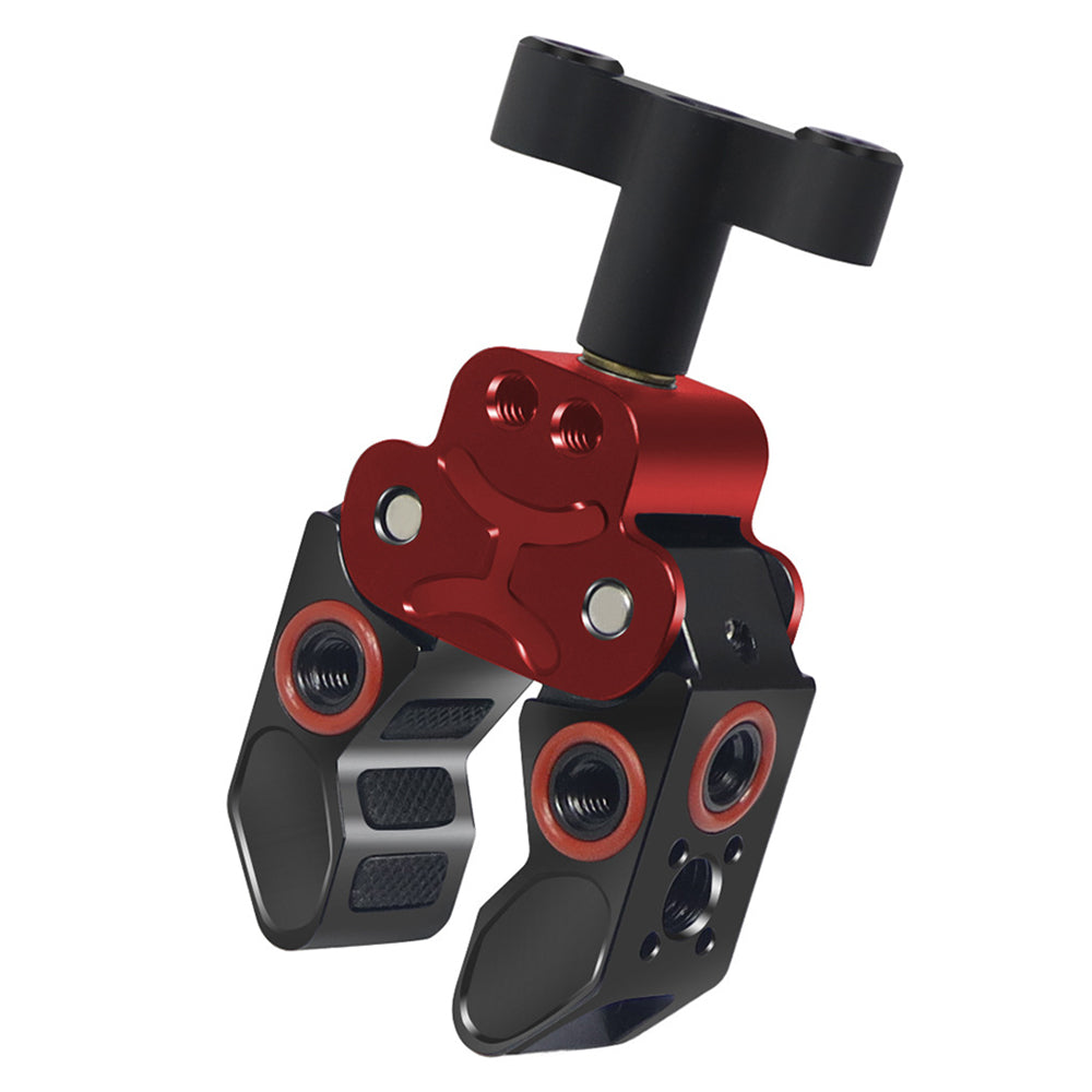 Anti-slip Camera Clamp Mount Gimbal Magic Arm Crab Claw with 1/4inch and 3/8inch Adapter for DSLR/LED Lights - Red / Black