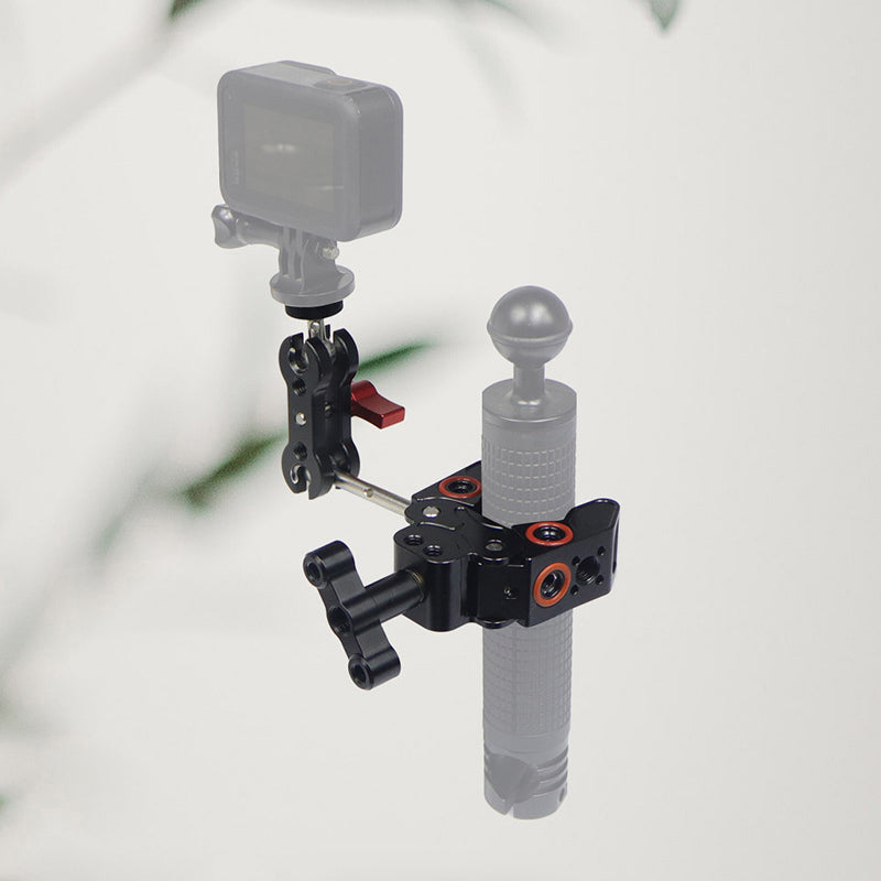 Anti-slip Camera Clamp Mount Gimbal Magic Arm Crab Claw with 1/4inch and 3/8inch Adapter for DSLR/LED Lights - Red / Black