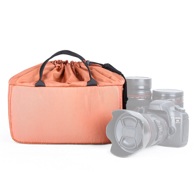 Drawstring Bag Anti-scratch DSLR Camera Bag Adjustable Padded Partition Camera Sleeve for Hiking Sightseeing Travelling